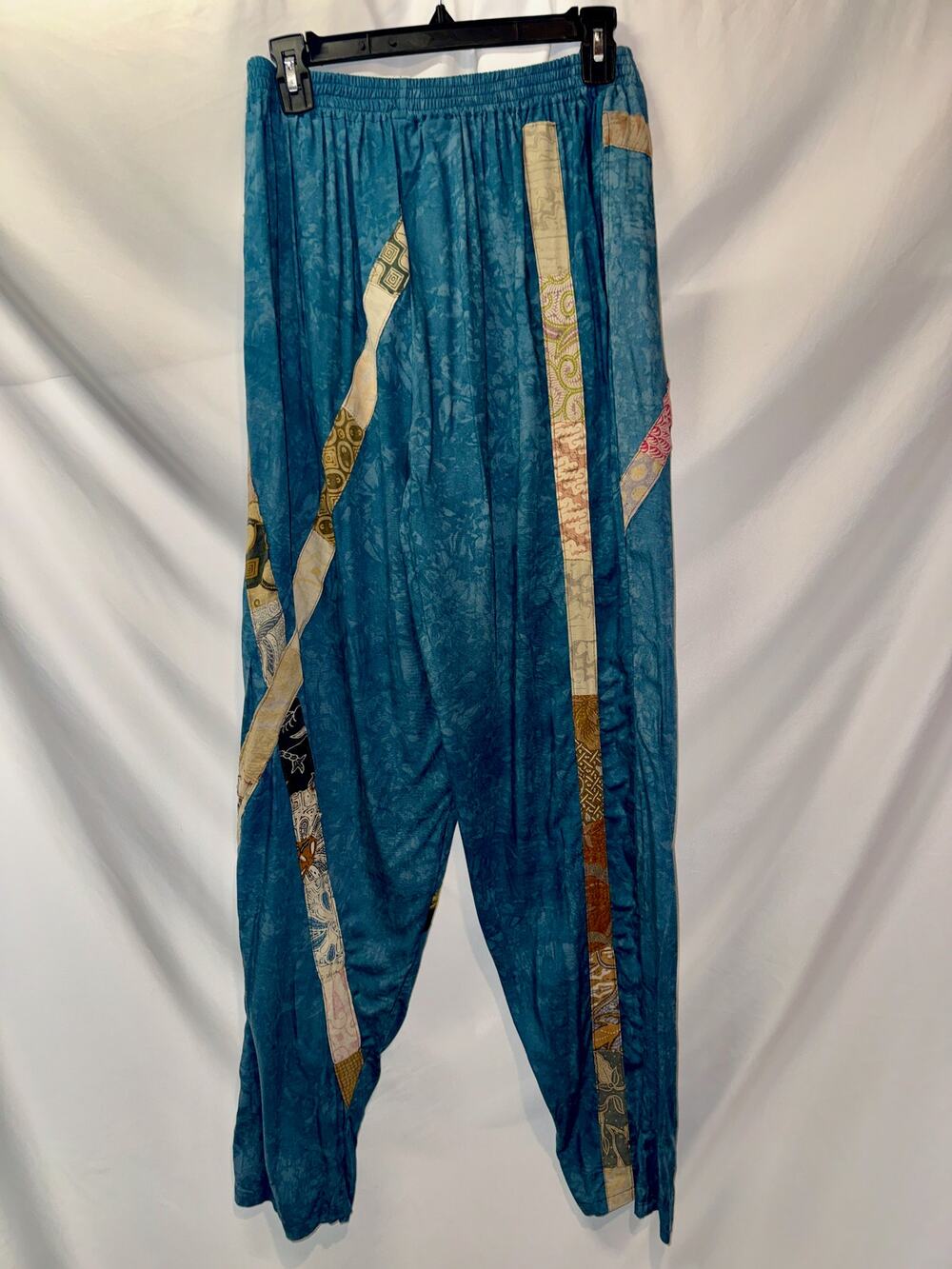 Nativewear Designs XL Sky Blue Patchwork Harem Pants Artsy Boho Indonesia NWT